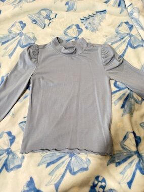 OshKosh B'gosh Light Blue Puff Sleeve Mock Neck Top